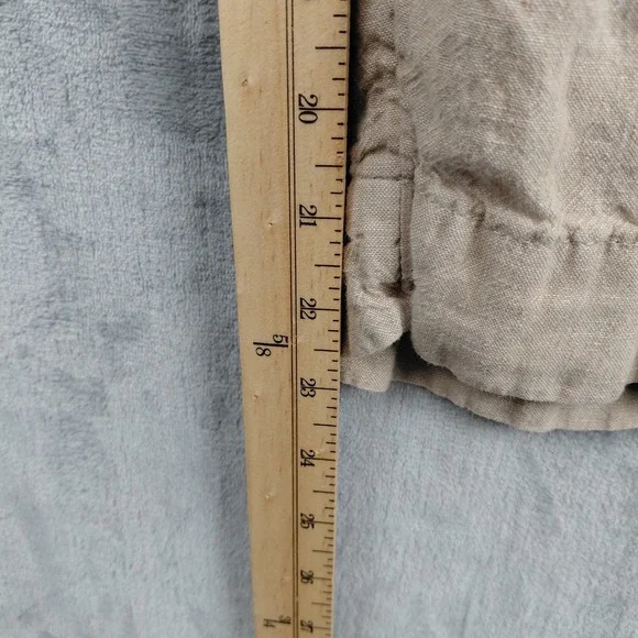 J. Jill Love Linen Tan Beige Wide Leg Cropped Pants Womens Medium Elastic Back - Picture 8 of 8
